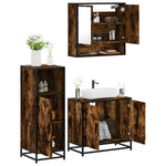 ZNTS 3 Piece Bathroom Furniture Set Smoked Oak Engineered Wood 3300977