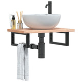 Basin Shelf Wall Mounted Steel and Solid Wood Beech 3302357