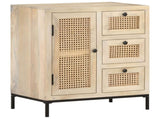 Sideboard 60x35x70 cm Solid Mango Wood and Natural Cane 323508