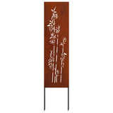 Garden Privacy Screen Floral Rusty 32 x 140 cm Weathering Steel 876230