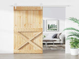 Sliding Door Natural and White 95 x 210 cm Solid Pine Wood 3445192