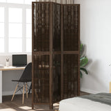 Room Divider 3 Panels Dark Brown Solid Wood Paulownia 358656
