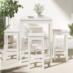 5 Piece Garden Bar Set White Solid Wood Pine 3154731