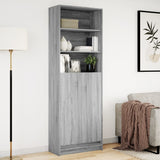 Highboard with LED Grey Sonoma 69x32.5x200 cm Engineered Wood 3307910