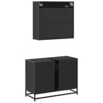 ZNTS 2 Piece Bathroom Furniture Set Black Engineered Wood 3300930