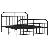 Bed Frame Black Powder-Coated Steel Double Bed Frame 353654