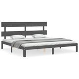 Bed Frame without Mattress Grey 200x200 cm Solid Wood Pine 3193553