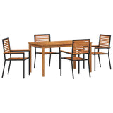 Garden Dining Set 5 pcs Black Solid Acacia Wood 3365535