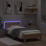 Bed Frame without Mattress with LED Lights Sonoma Oak 75x190 cm Small Single 838752
