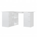 ZNTS Corner Desk High Gloss White 145x100x76 cm Engineered Wood 801095