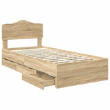 Bed Frame with Drawer Sonoma Oak 90 x 190 cm Engineer Wood 3413049