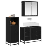 Bathroom Furniture Set 3 pcs Black Oak Engineered Wood 3402313
