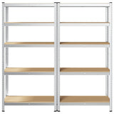 5-Layer Storage Shelves 2 pcs Silver Steel&Engineered Wood 4016948