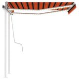 Manual Retractable Awning with LED 3x2.5 m Orange and Brown 3069905