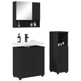 Bathroom Furniture Set 3 pcs Black Engineered wood & Metal 3392944