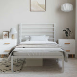 Metal Bed Frame without Mattress with Headboard White 100x200cm 352363