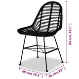 Dining Chairs 2 pcs Black Natural Rattan 244571