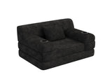 1-Seater Sleeper Sofa, Compressed Corduroy Sofa with High Backrest, Metal Frame, High-Density Foam, W3779P501236