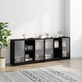 Bookcase with Doors Black 204x37x75 cm Engineered Wood 3206532