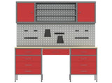 Work Cabinet 7 pcs Red and Grey Engineered Wood and Steel 3321461