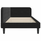 Corner Bed Frame with Headboard Black 100 x 200 cm Velvet 42016621