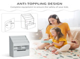 Kids Bookshelf, Toy Organiser, with Storage Drawer, Wheels - Grey T3398P347676