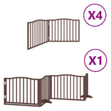 Dog Gate with Door Foldable 12 Panels Brown 960 cm Poplar Wood 3155636