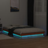LED Bed Frame without Mattress Wax Brown 135x190 cm Double Solid Wood 844422