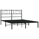 Metal Bed Frame without Mattress with Headboard Black 120x200cm 355461