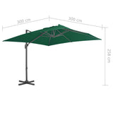 Cantilever Garden Parasol Green Fabric with a PA coating Large 44634