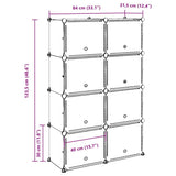 Storage Cube Organiser with 8 Cubes and Doors Black PP 4019579
