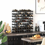 Wine Rack for 72 Bottles Black Solid Pine Wood 325916