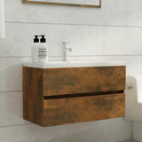Sink Cabinet Smoked Oak 80x38.5x45 cm Engineered Wood 815651