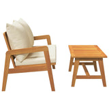 Bistro Set with Cushion 2 pcs Oil Natural Solid Acacia Wood 4106458