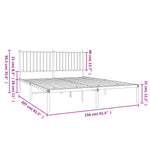 ZNTS Metal Bed Frame without Mattress with Headboard Black 150x200cm 350866