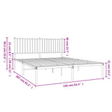 ZNTS Metal Bed Frame without Mattress with Headboard Black 150x200cm 350866