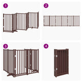 Dog Gate with Door Foldable 6 Panels Brown Oak 300 cm Solid Wood Fir 352295
