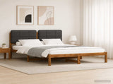 Bed Frame with Upholstered Headboard Natural and Dark Grey 904085