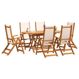 7 Piece Garden Dining Set Solid Wood Acacia and Textilene 3279270