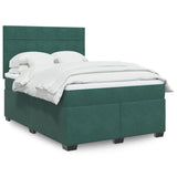 Box Spring Bed with Mattress Dark Green 140x190 cm Velvet 3290909