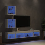 5 Piece TV Wall Units with LED White Engineered Wood 3216697