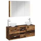 Bathroom Furniture Set 4 pcs Old Wood Engineered Wood and Glass 3406709