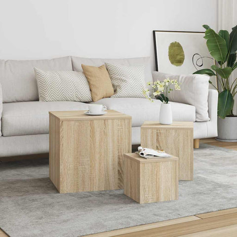 Side Tables 3 pcs Sonoma Oak Engineered Wood 808588