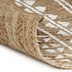 Handmade Rug Jute with White Print 150 cm 133694