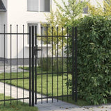 Fence Gate Single Door with Spike Top Steel 1x1.5 m Black 146034