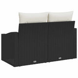 Garden Sofa with Cushion Black 123 x 62 x 69cm Poly Rattan 42006772