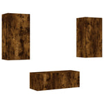 ZNTS 4 Piece TV Wall Units with LED Smoked Oak Engineered Wood 3216822