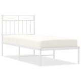 Metal Bed Frame without Mattress with Headboard White 80x200cm 373731