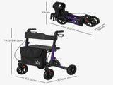 Folding Rollator Walker with Seat, Backrest, Lightweight Walking Frame with Storage Bag, Dual T3398P343246