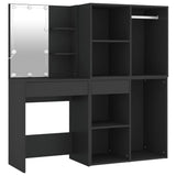LED Dressing Table with Cabinets Black Engineered Wood 3082027